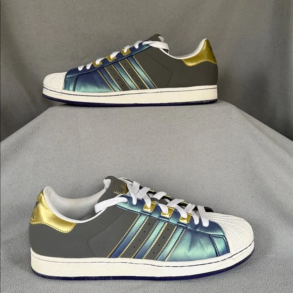 Adidas Superstar Shoes in Purple, White, and Gold - Picture 2 of 9